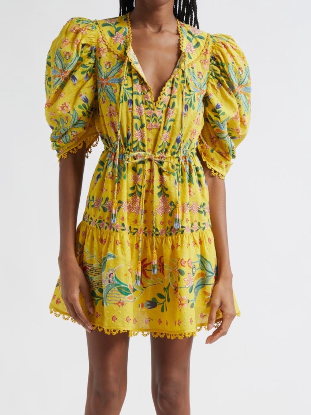 FARM Rio Delicate Flowers Cotton Mini Dress Size Medium NWT